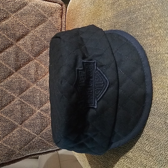 HarleyDavidson Accessories Vintage Harley Davidson Short Brim Welding Cap Hat Black Quilted